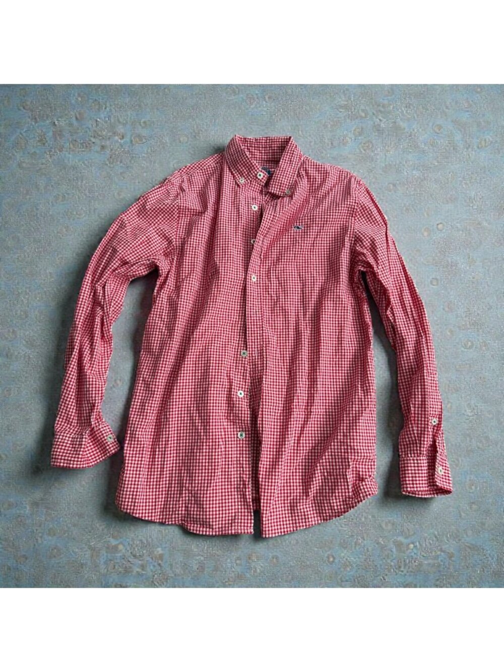 VINEYARD VINES Boys Holiday Red Plaid Whale Button Down Shirt Size Large